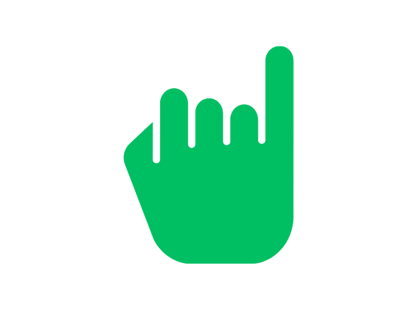 成功報酬型で明快な「料金体系」をイメージした、人差し指を立てた手のアイコン