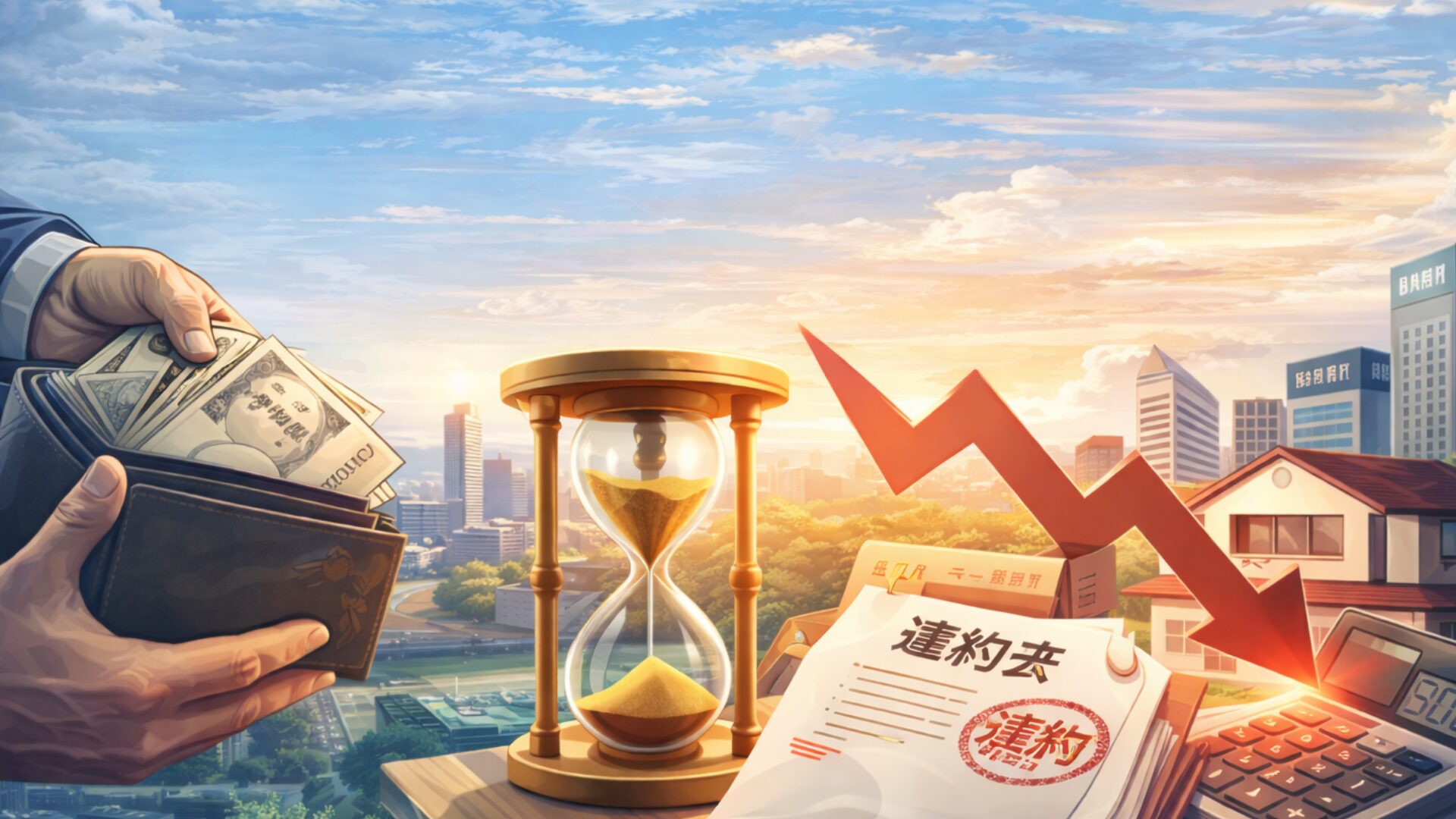 不動産売買における決済期限と資金リスクを表すイメージ。